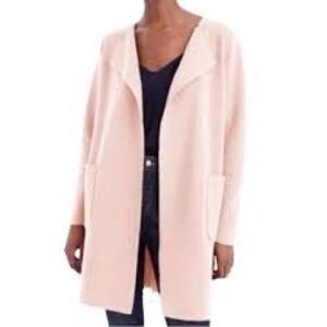 J. Crew Collarless Long Sweater Blazer Pale Pink Cardigan XS